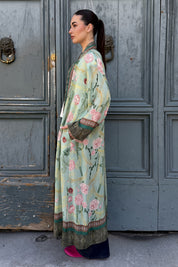 WU-SIDE - kimono lungo viscosa sfoderato - VERDE ACQUA