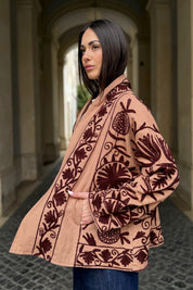 ARTEFILIA-MILANO - giacca uma cotone ricamato - NUDE CACAO
