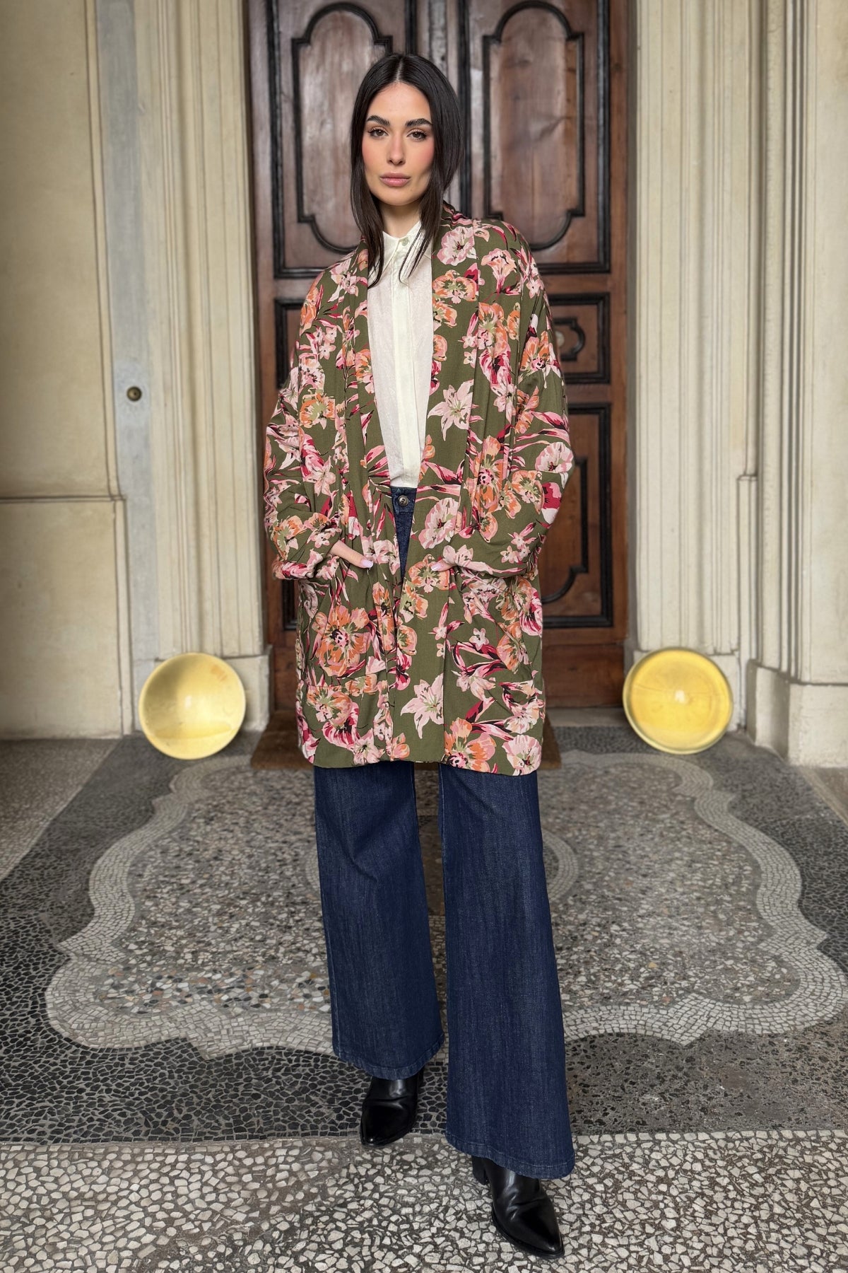 FLOW - kimono samira viscosa fantasia - GREEN FLOWER