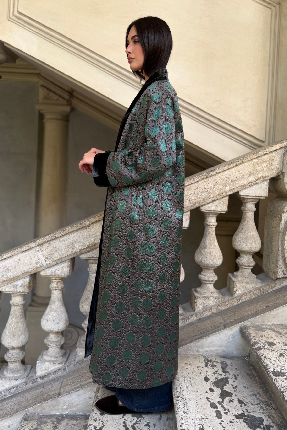 WU-SIDE - kimono seta viscosa - GRIGIO VERDE