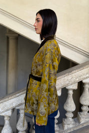 WU-SIDE - giacca kimono jaquard viscosa - SENAPE