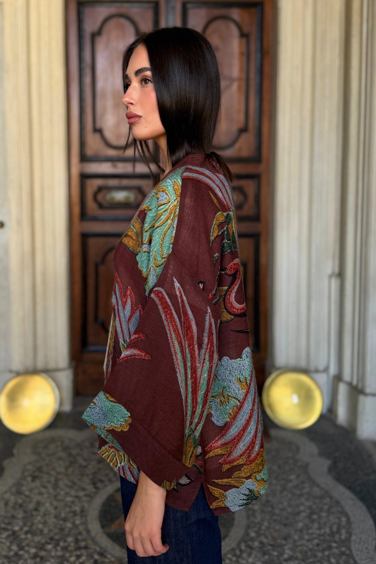 one-hundred-stars-1 - giacca kimono wool - CRANE BROWN