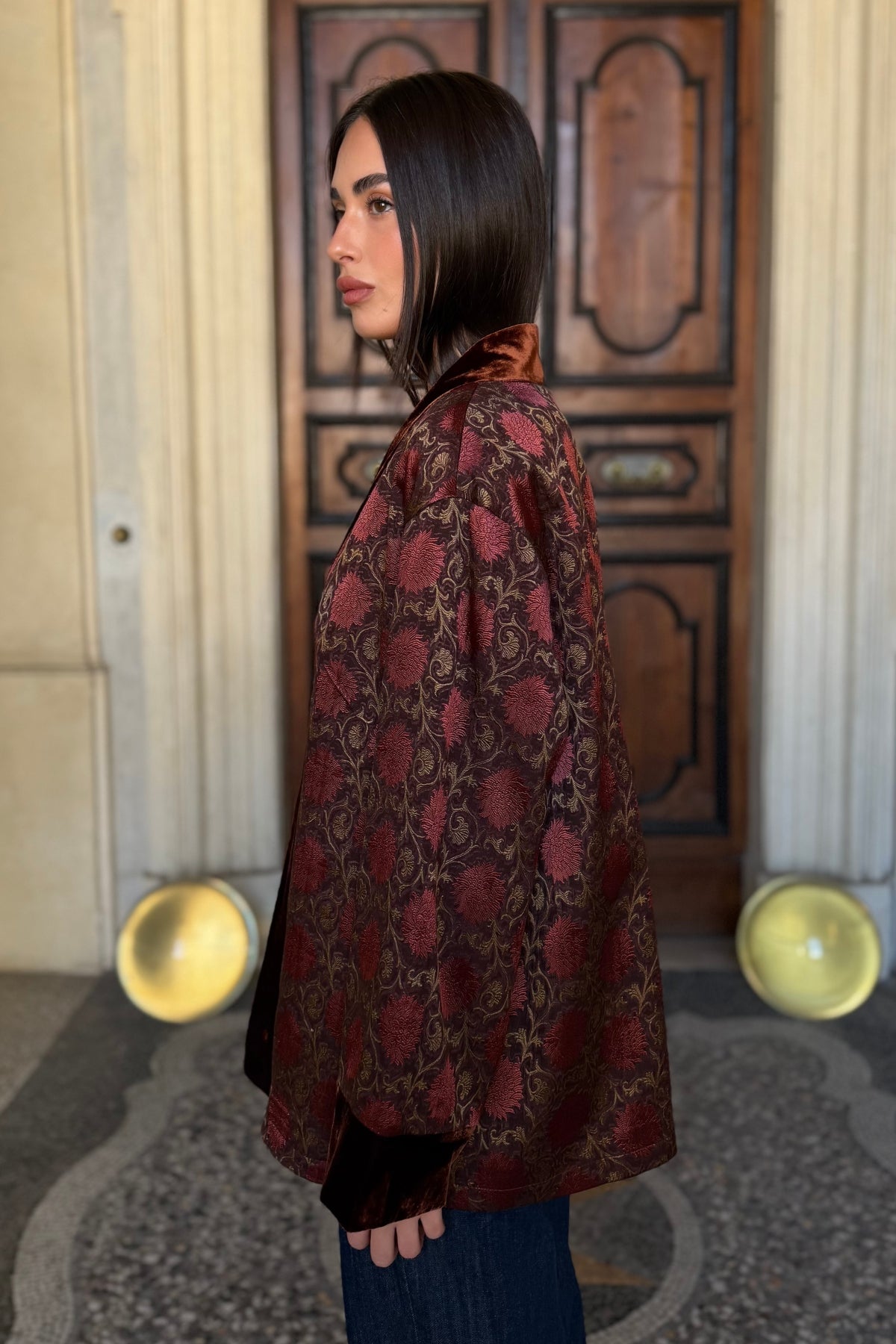 WU-SIDE - giacca kimono seta viscosa - BORDEAUX