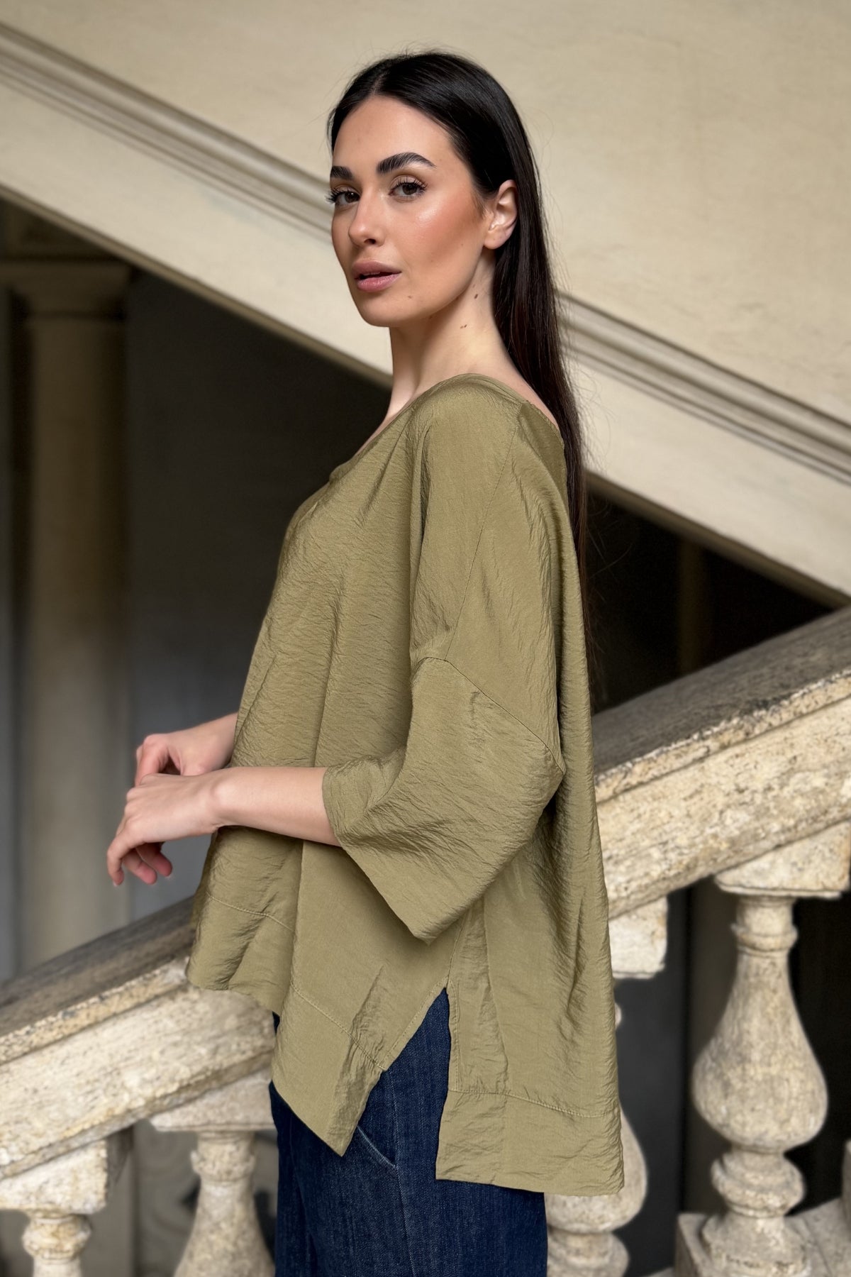 ARTEFILIA-MILANO - blusa marea scollo v - EGITTO