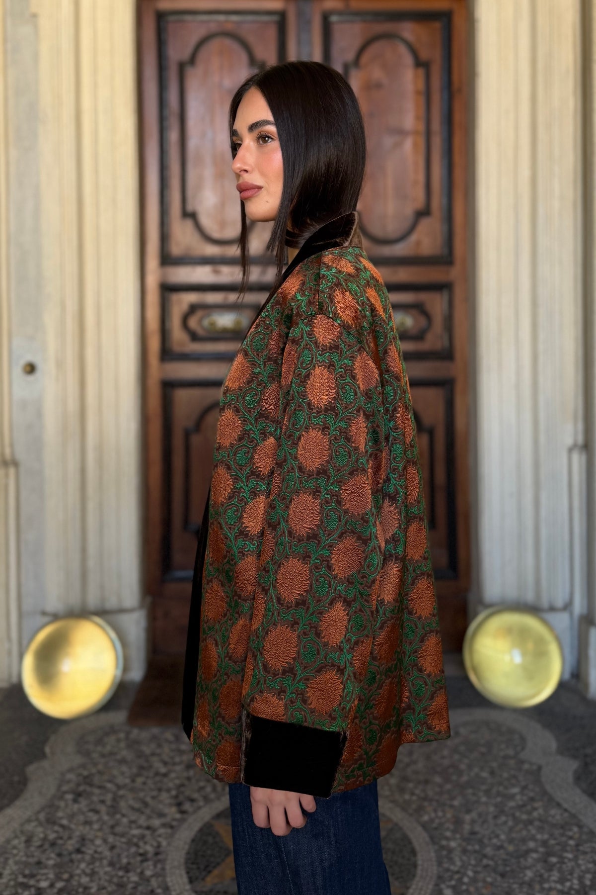 WU-SIDE - giacca kimono seta viscosa - RUGGINE