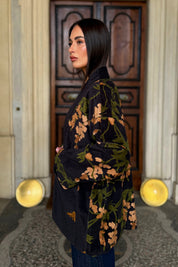 one-hundred-stars-1 - giacca kimono velluto - WISTERIA BLACK