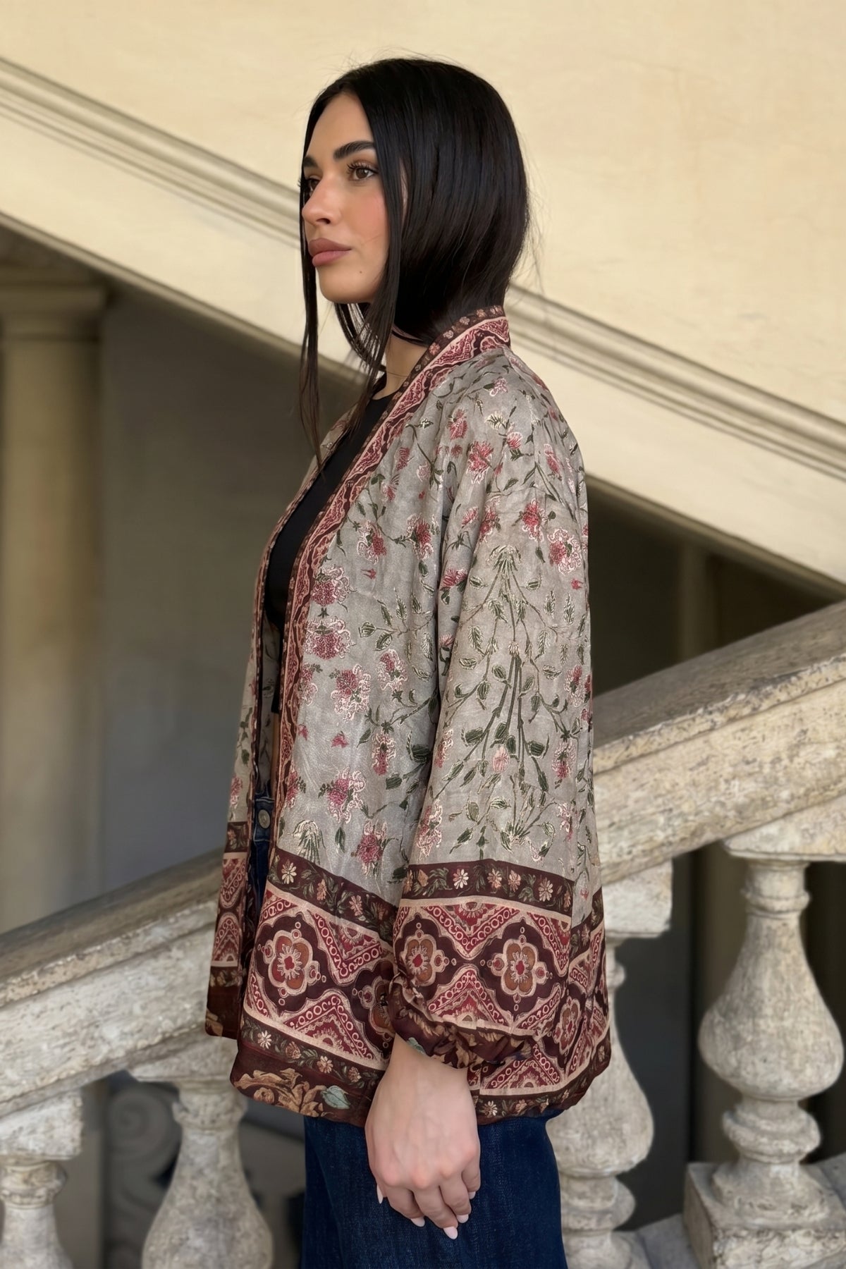 WU-SIDE - giacca kimono bomber - GRIGIO
