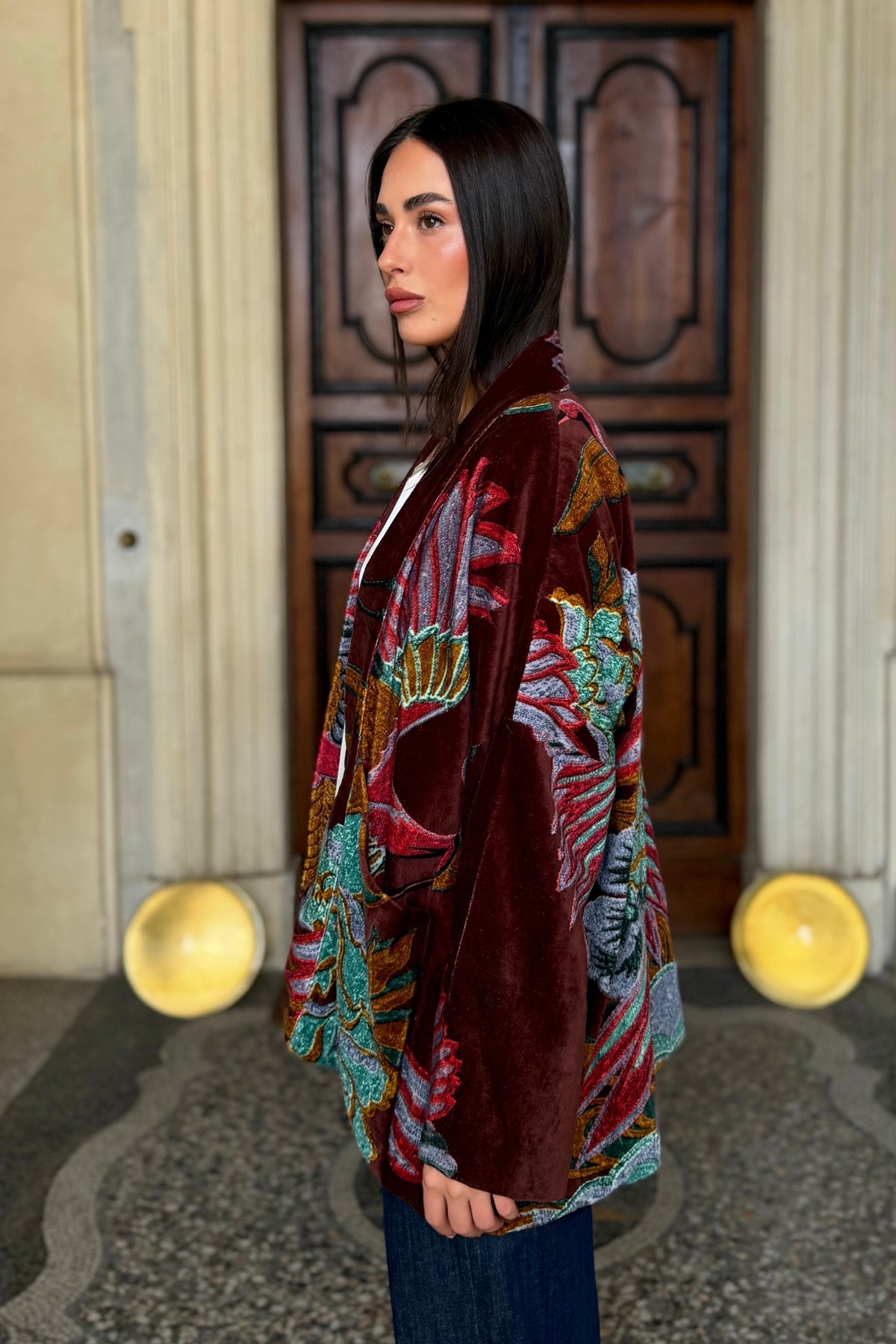 one-hundred-stars-1 - giacca kimono velluto - CRANE BROWN