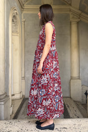 ARTEFILIA-MILANO - abito leyla in mussola di cotone - BURGUNDY ROYAL