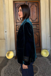 WU-SIDE - giacca blazer viscosa - PETROLIO