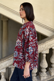 ARTEFILIA-MILANO - camicia lena in mussola di cotone - BURGUNDY ROYAL