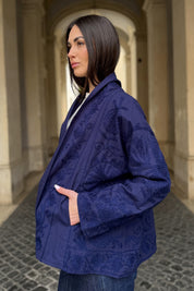 ARTEFILIA-MILANO - giacca uma cotone ricamato - MARINA BLUE