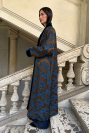 WU-SIDE - kimono viscosa jaquard - MORO BLUE