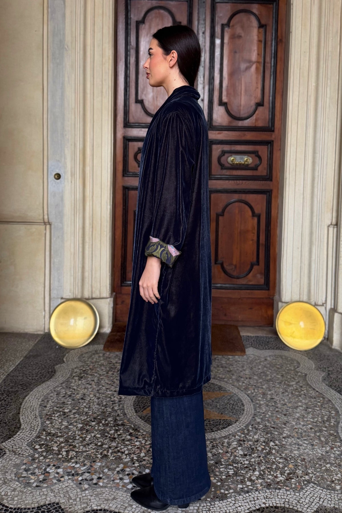 WU-SIDE - kimono velluto - ANTRACITE