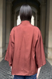 WU-SIDE - giacca kimono viscosa - MARRONE