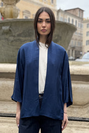 WU-SIDE - giacca kimono viscosa - BLUE