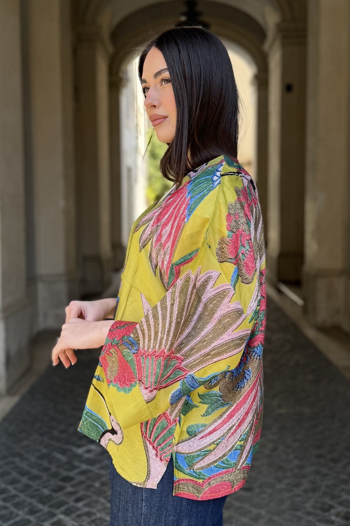 one-hundred-stars-1 - giacca kimono - CRANE OLIVE