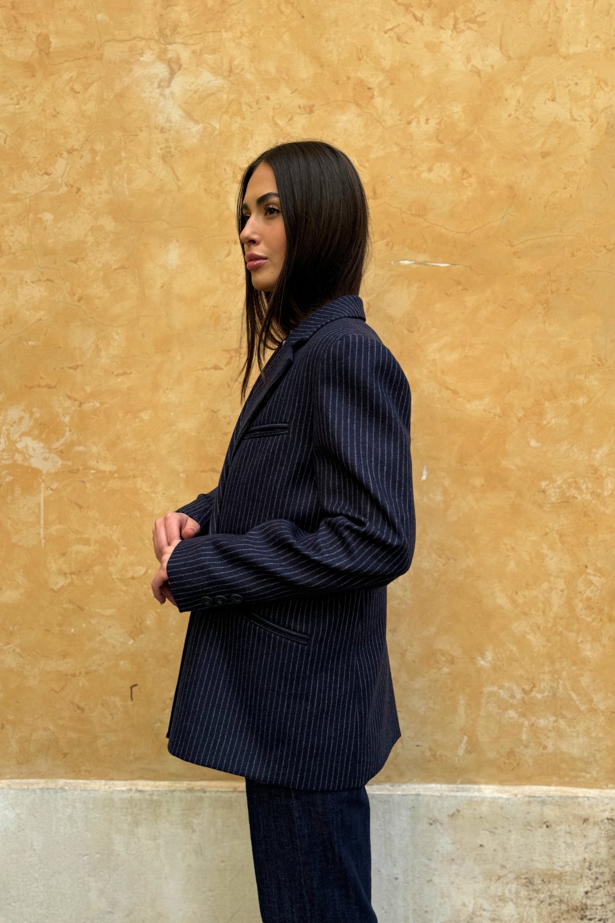 MAISON HOTEL - giacca jackie lana - NAVY