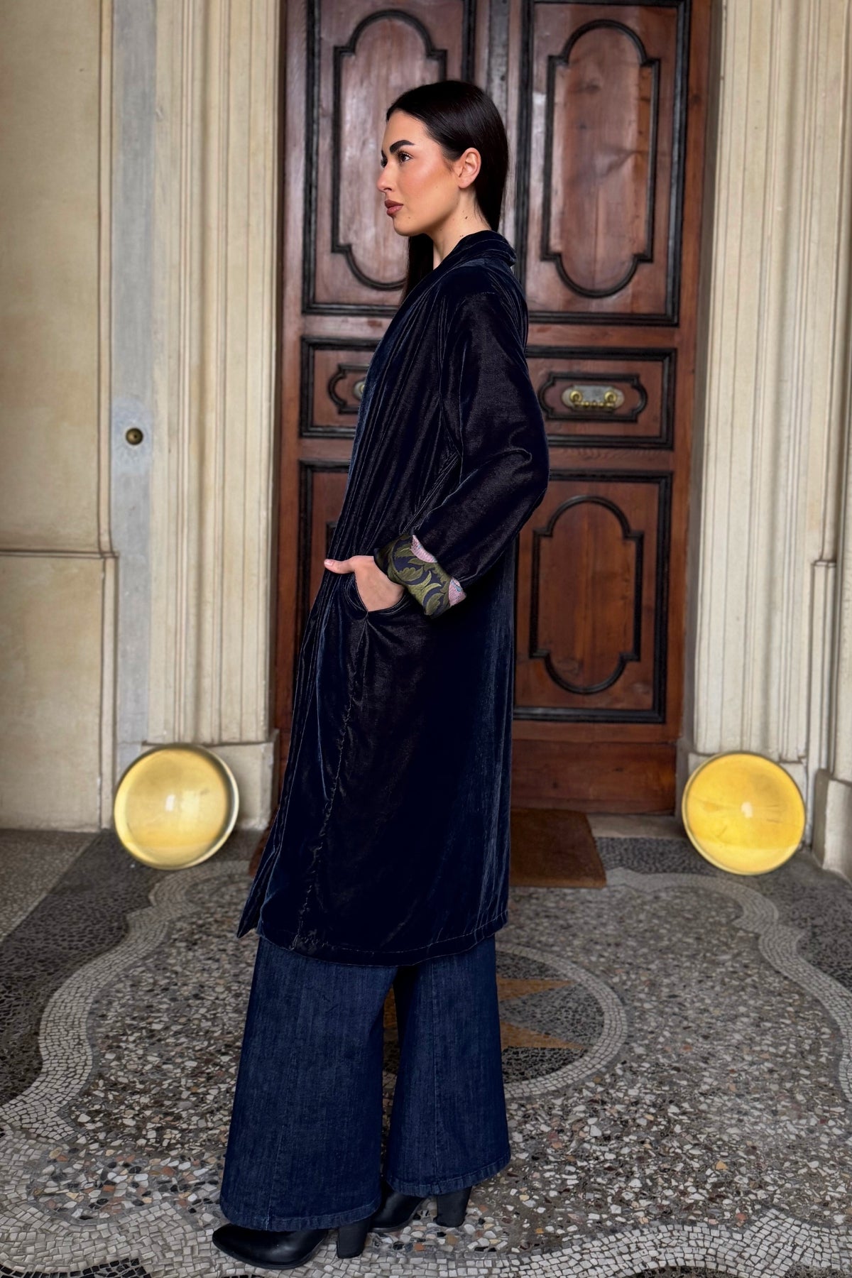 WU-SIDE - kimono velluto - ANTRACITE