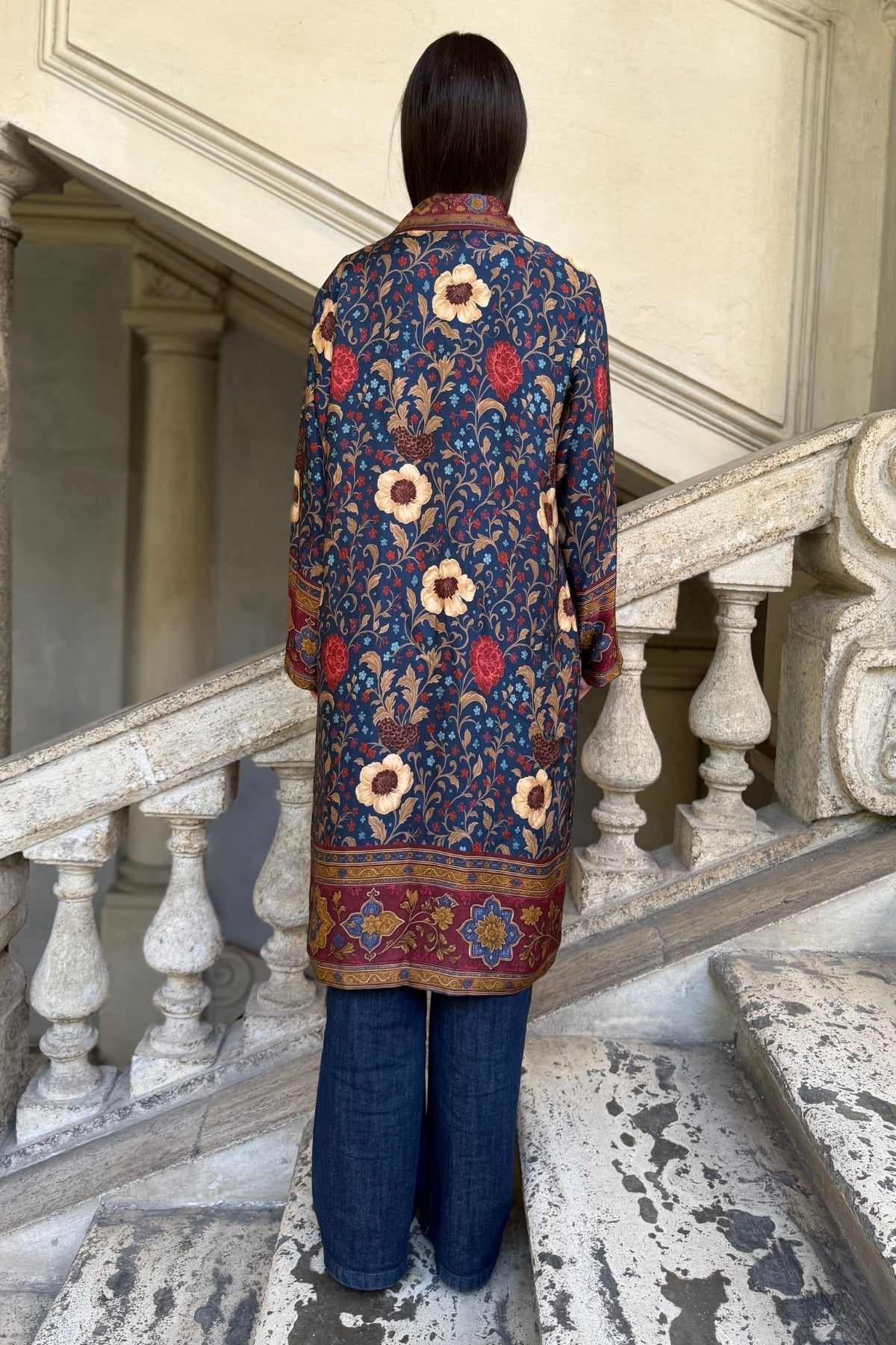 WU-SIDE - kimono viscosa mid - BLUE BORDEAUX