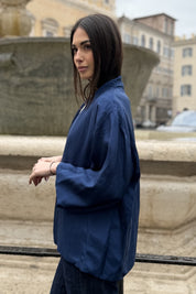 WU-SIDE - giacca kimono viscosa - BLUE