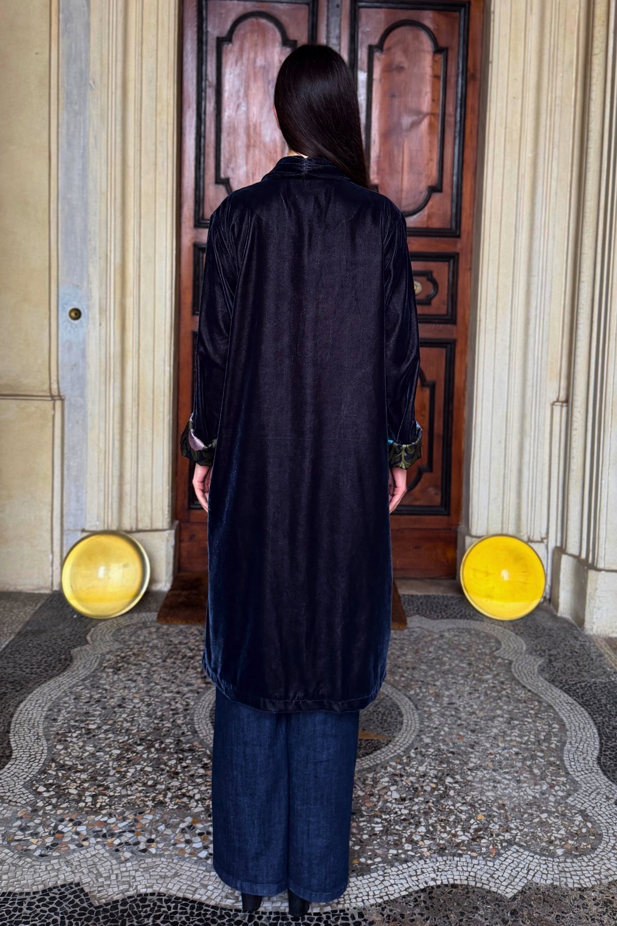 WU-SIDE - kimono velluto - ANTRACITE