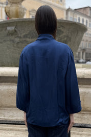 WU-SIDE - giacca kimono viscosa - BLUE