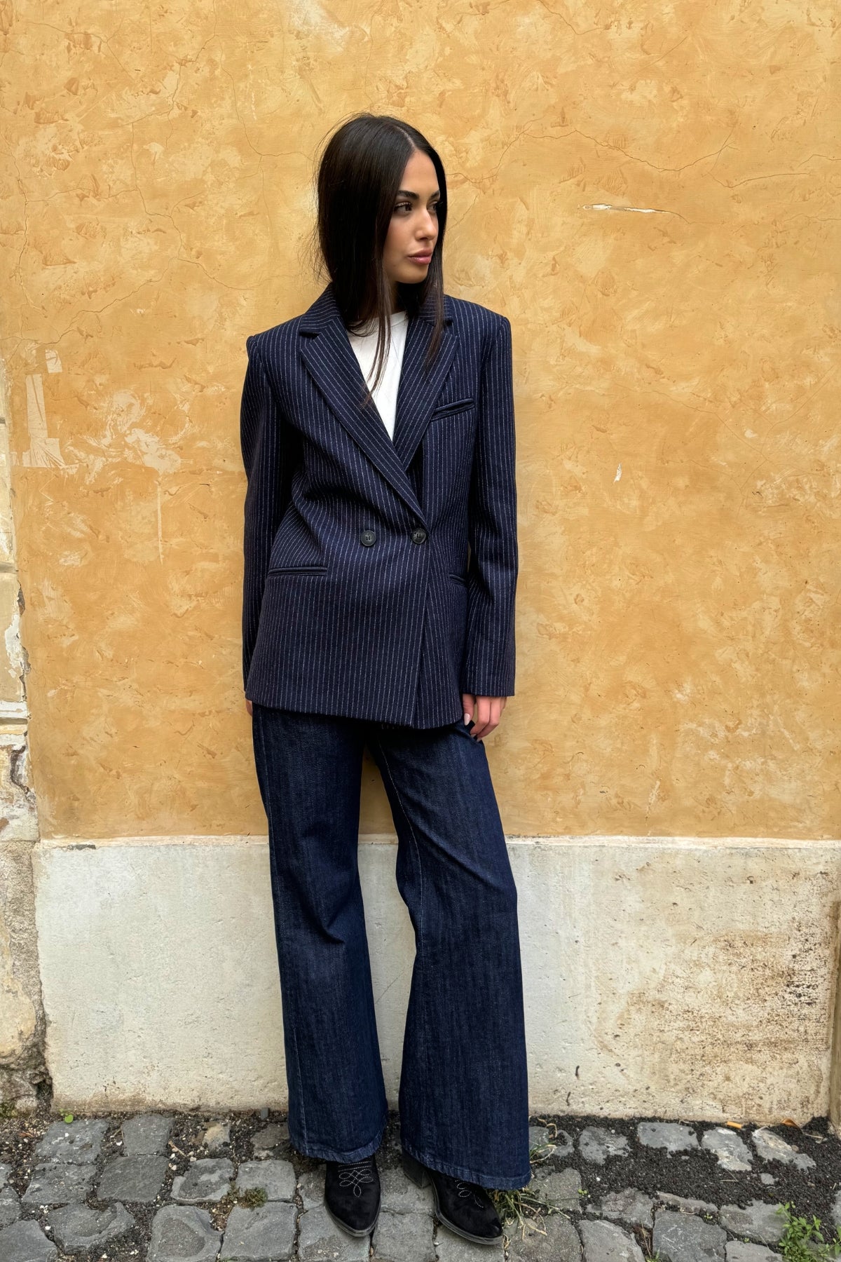 MAISON HOTEL - giacca jackie lana - NAVY