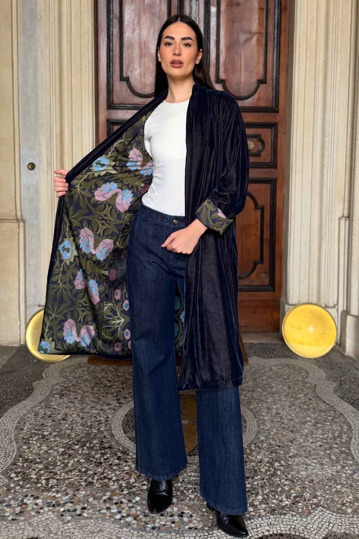 WU-SIDE - kimono velluto - ANTRACITE