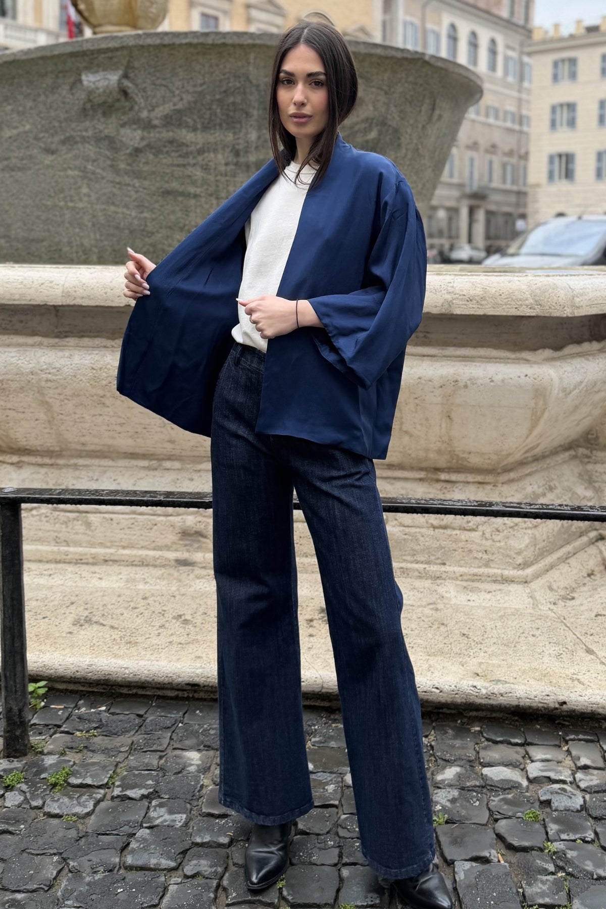 WU-SIDE - giacca kimono viscosa - BLUE
