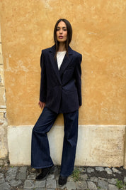 MAISON HOTEL - giacca jackie lana - NAVY