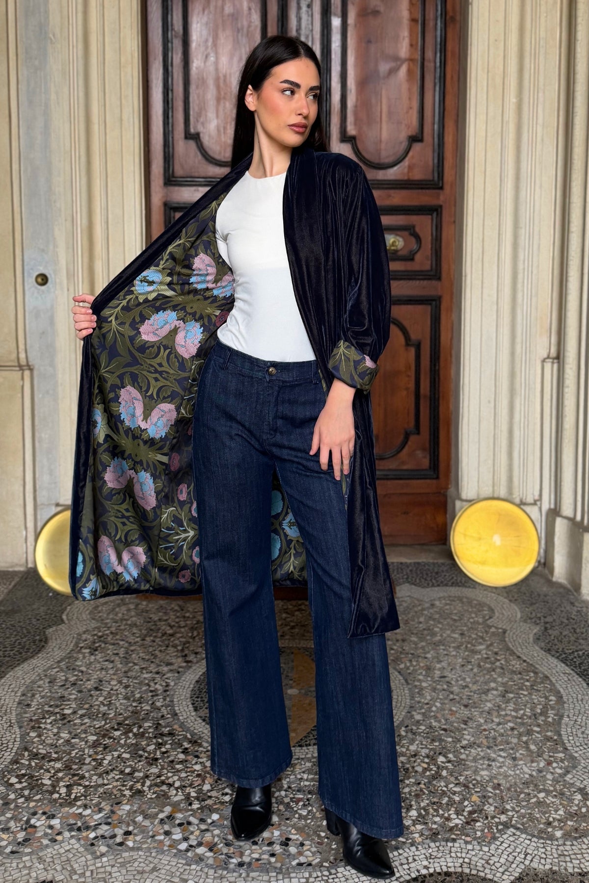 WU-SIDE - kimono velluto - ANTRACITE