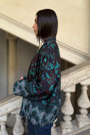 WU-SIDE - giacca bomber viscosa - BLUE VERDE