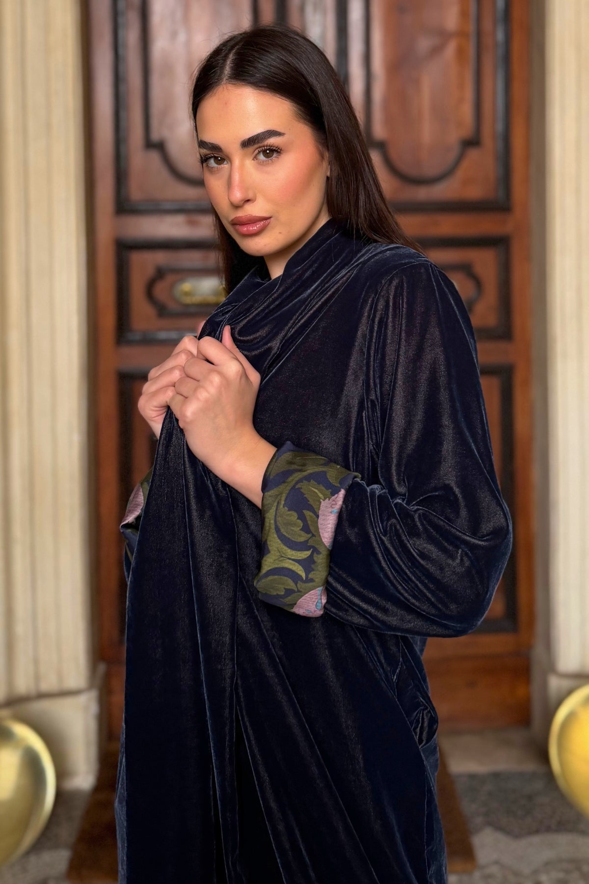 WU-SIDE - kimono velluto - ANTRACITE