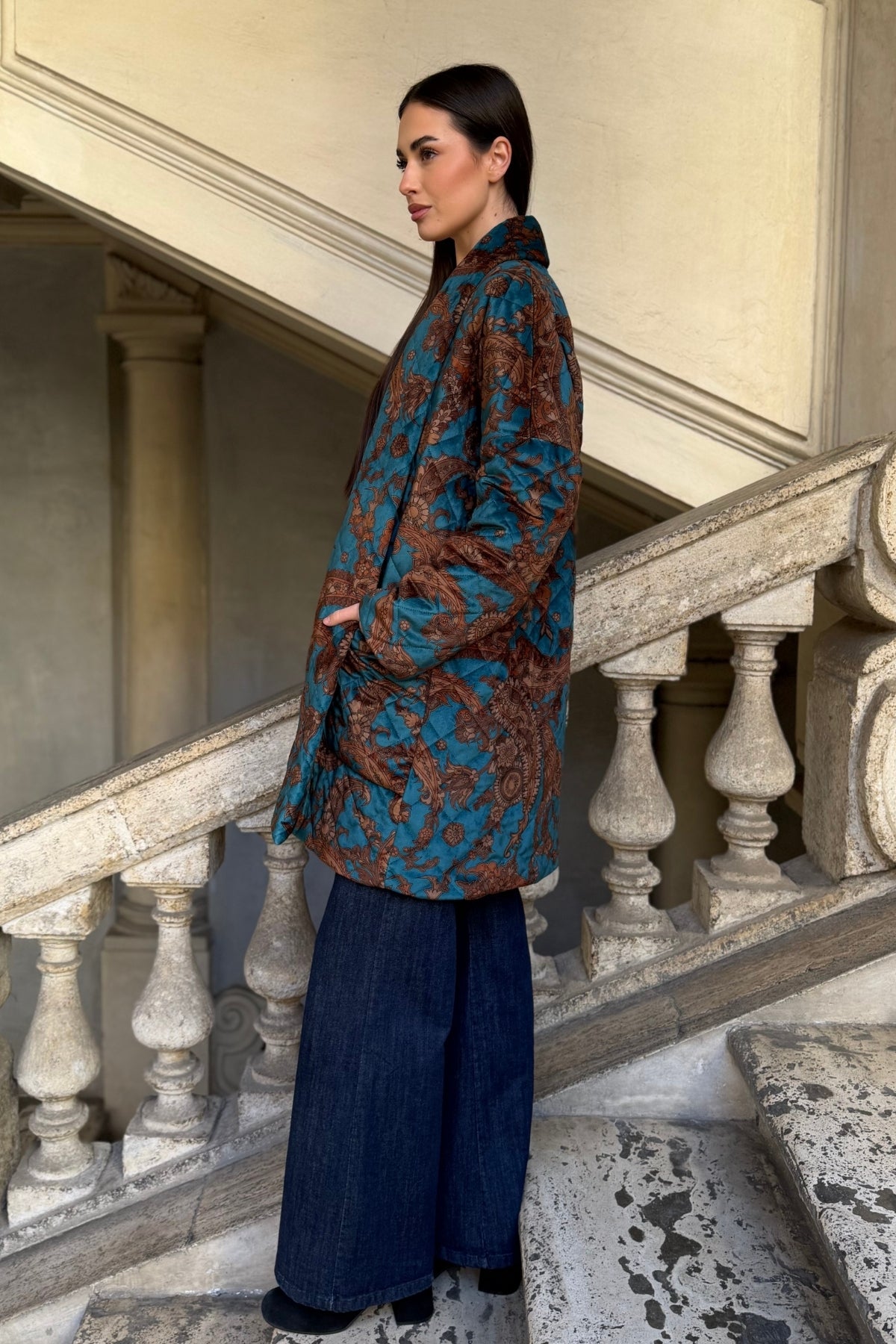 FLOW - kimono velluto paris - ottanio bronzo