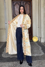 WU-SIDE - kimono devore lungo - SABBIA MANGO