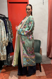 WU-SIDE - kimono lungo viscosa - VERDE ACQUA