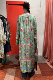WU-SIDE - kimono lungo viscosa - VERDE ACQUA