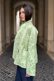 ARTEFILIA-MILANO - giacca uma cotone ricamato - ACQUA MATCHA