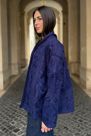 ARTEFILIA-MILANO - giacca uma cotone ricamato - MARINA BLUE