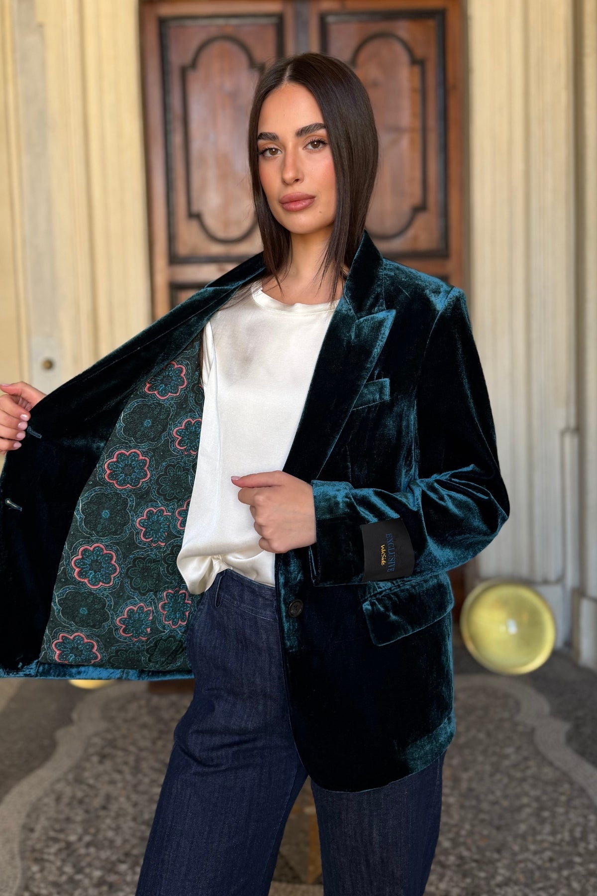 WU-SIDE - giacca blazer viscosa - PETROLIO