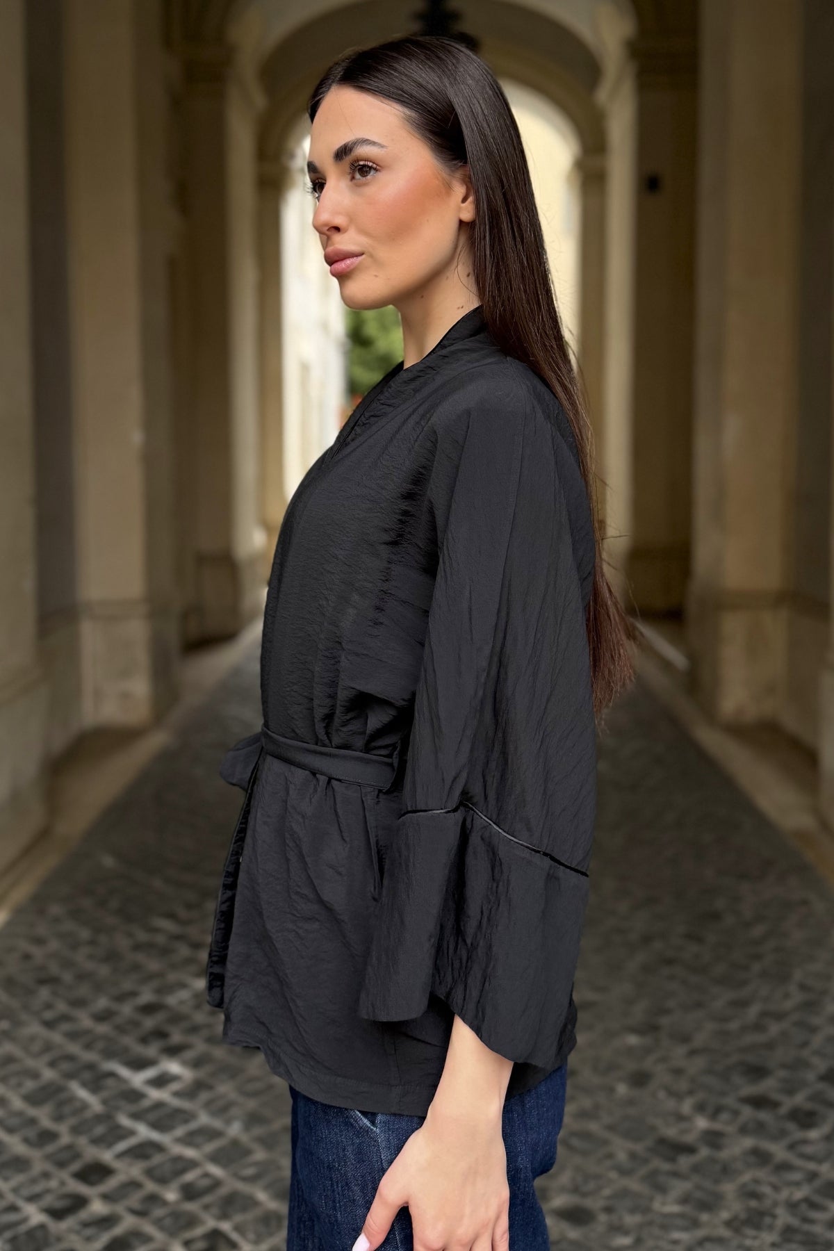 ARTEFILIA-MILANO - kimono marea - NERO