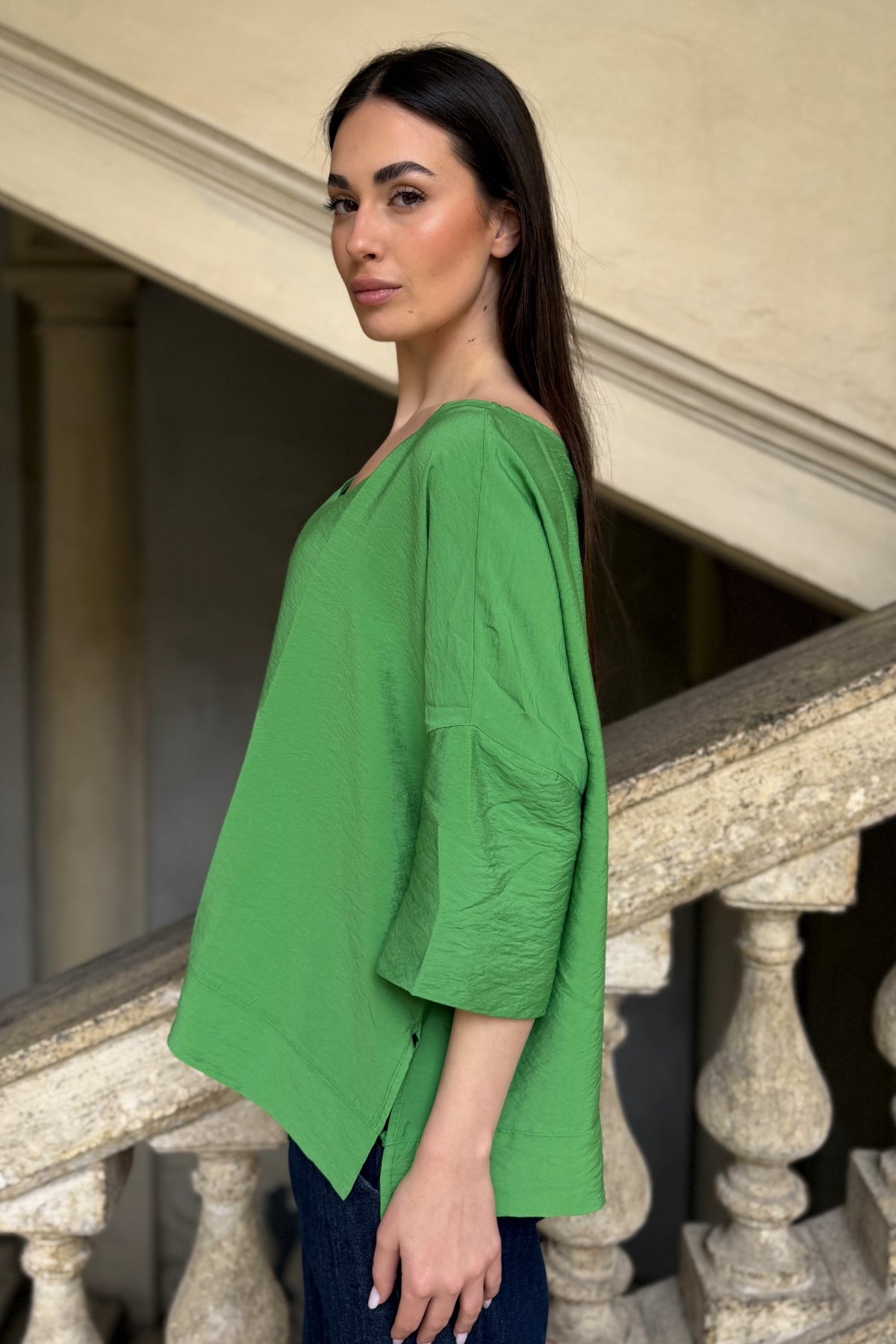 ARTEFILIA-MILANO - blusa marea scollo v - BRILLANTE