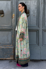 WU-SIDE - kimono lungo viscosa sfoderato - VERDE ACQUA