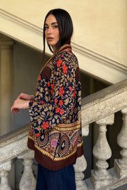 WU-SIDE - giacca kimono viscosa - BLUE ORANGE