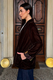 WU-SIDE - giacca kimono velluto - CARAMELLO