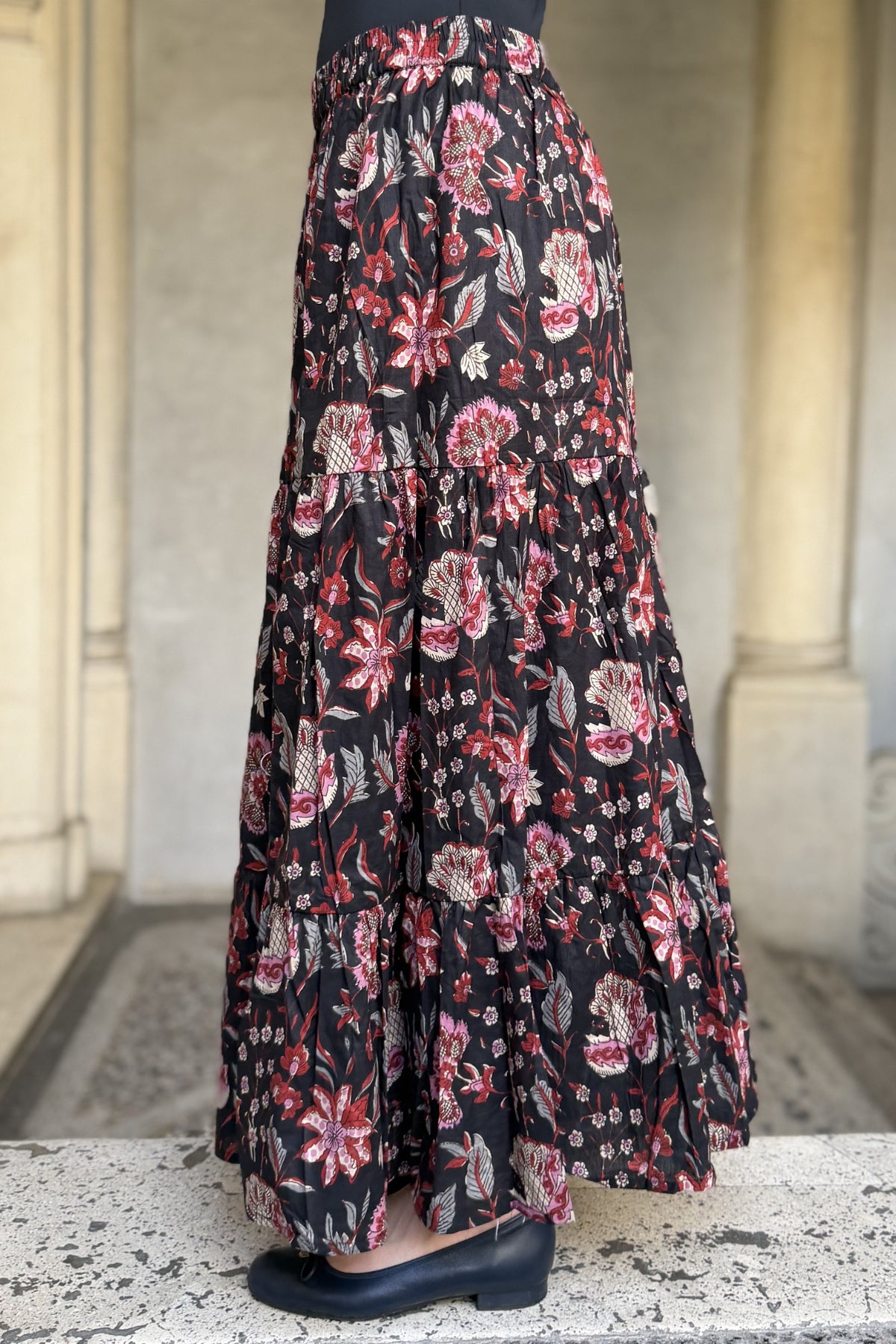 ARTEFILIA-MILANO - gonna ambra in mussola di cotone - BLACK TULIP