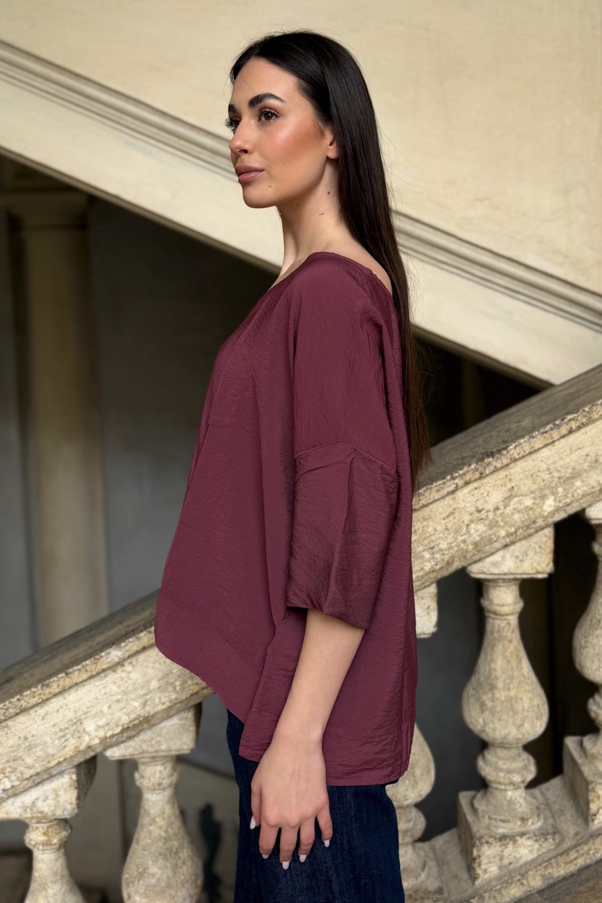 ARTEFILIA-MILANO - blusa marea scollo v - BOLGHERI