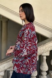 ARTEFILIA-MILANO - camicia lena in mussola di cotone - BURGUNDY ROYAL