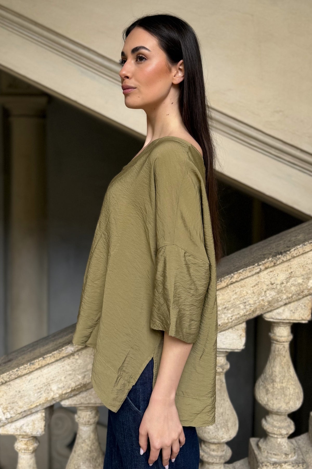 ARTEFILIA-MILANO - blusa marea scollo v - EGITTO